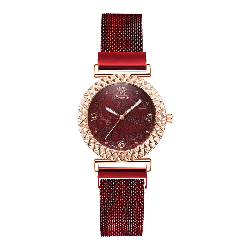 relógio feminino de luxo vestido de ouro rosa relógio de quartzo pulseira relógio de pulso