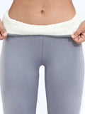 Calça feminina de inverno quente de veludo grosso legging cintura alta